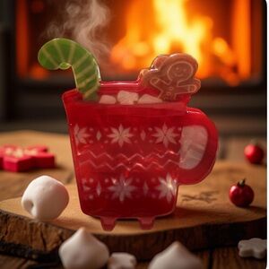 Christmas Hair Clip-Claw Festive Red Mug Candy Cane & Gingerbread  NEW Boutique